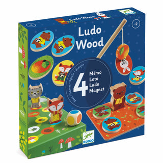 Djeco Ludo Wood muistipeli, lotto, ludo ja onkipeli