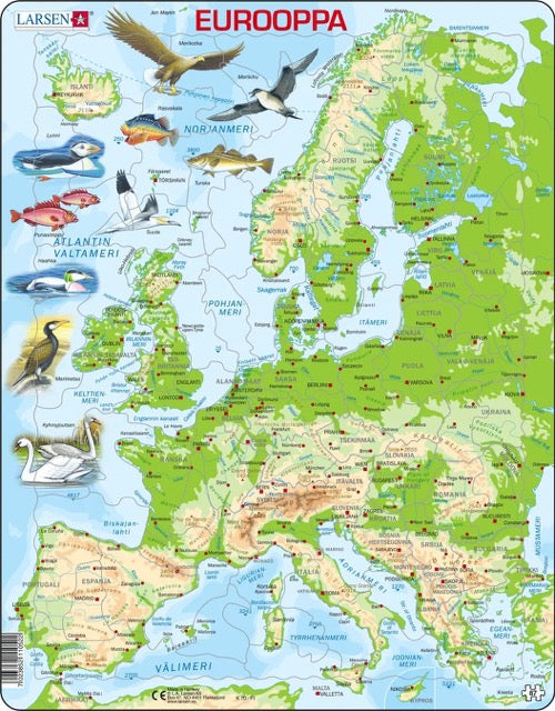Larsen palapeli Euroopan topografinen kartta